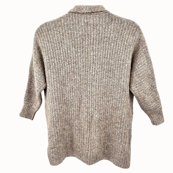 William Rast Cozy Open Front Ribbed Knit Cardigan Sweater Beige & Gray S - Picture 3 of 4